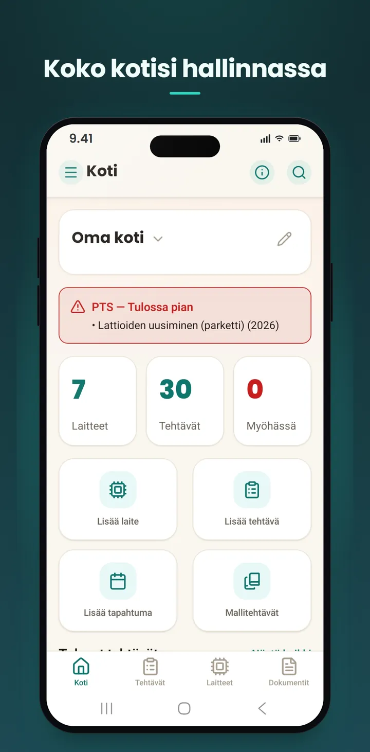Etusivu: koko kodin yleisnäkymä