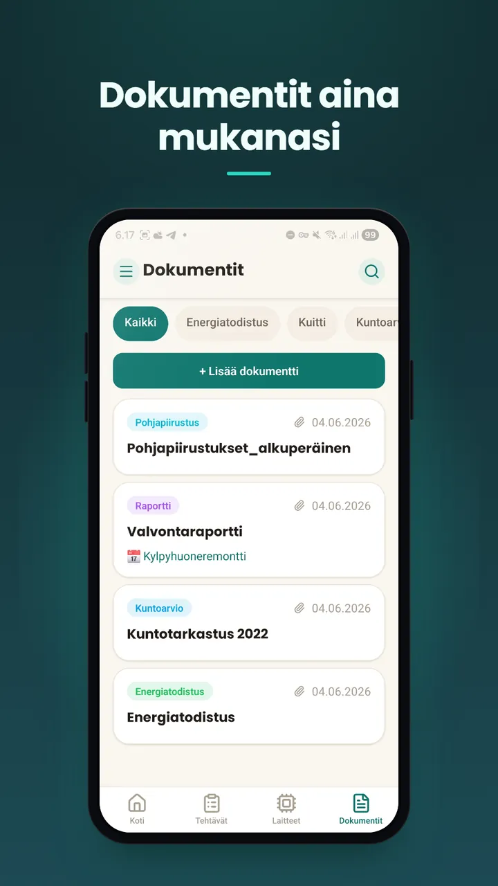 Dokumentit aina mukanasi